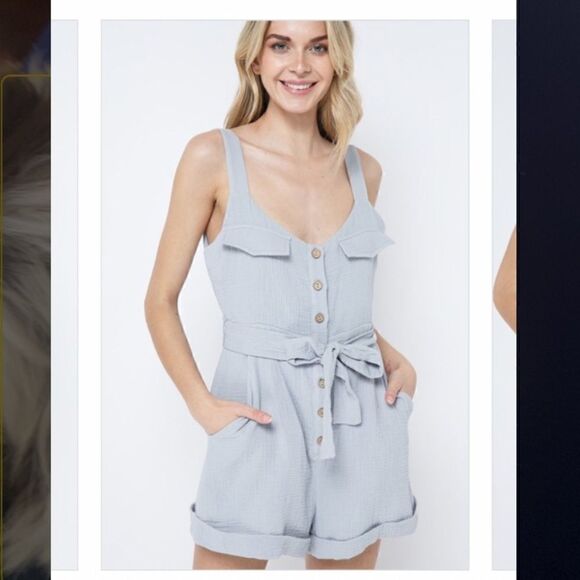 Akaiv Anthropologie Button Down Belted Romper - Picture 2 of 10